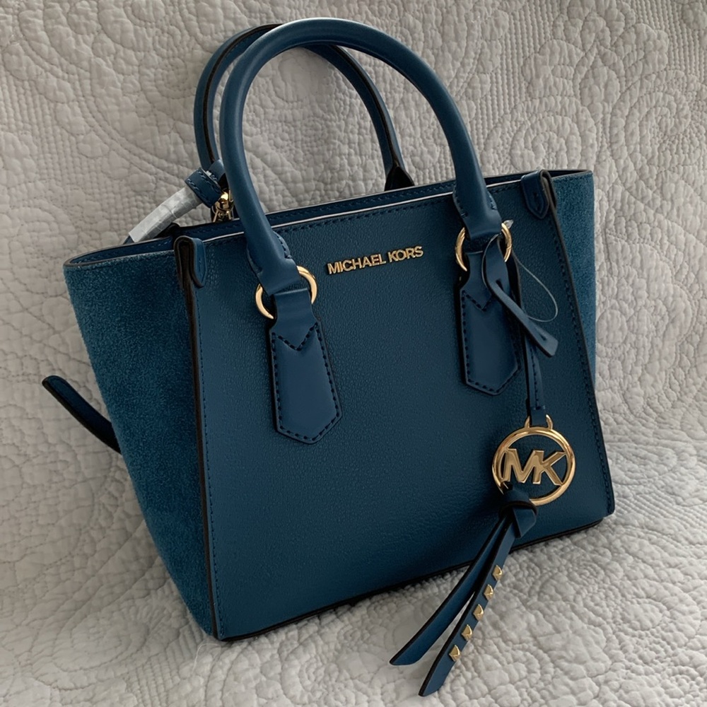 ♥️♥️♥️♥️ Michael Kors Blue leather/suede small bag ♥️♥️♥️♥️ - Picture 2 of 11